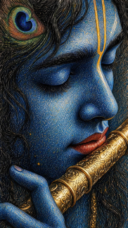 Lord Krishna -Luxurious-Gods and Divine Art 3D Textured Wall Art | UV Printed Embossed Canvas Wall Frame for Home Decor,living Room