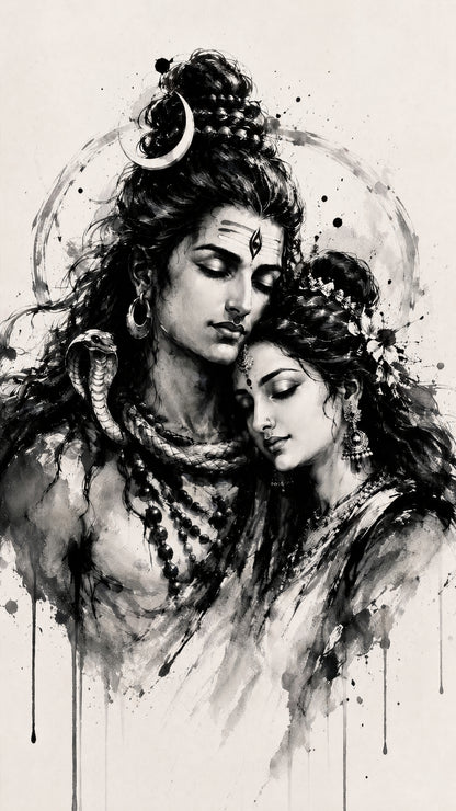 Shiv Shakti: Eternal Union-Luxurious-Gods and Divine Art 3D Textured Wall Art | UV Printed Embossed Canvas Wall Frame for Home Decor,living Room