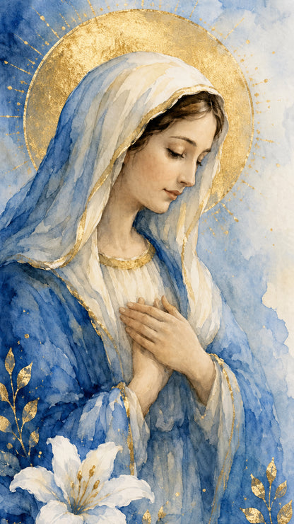 The Grace of Mother Mary-Luxurious-Gods and Divine Art 3D Textured Wall Art | UV Printed Embossed Canvas Wall Frame for Home Decor,living Room