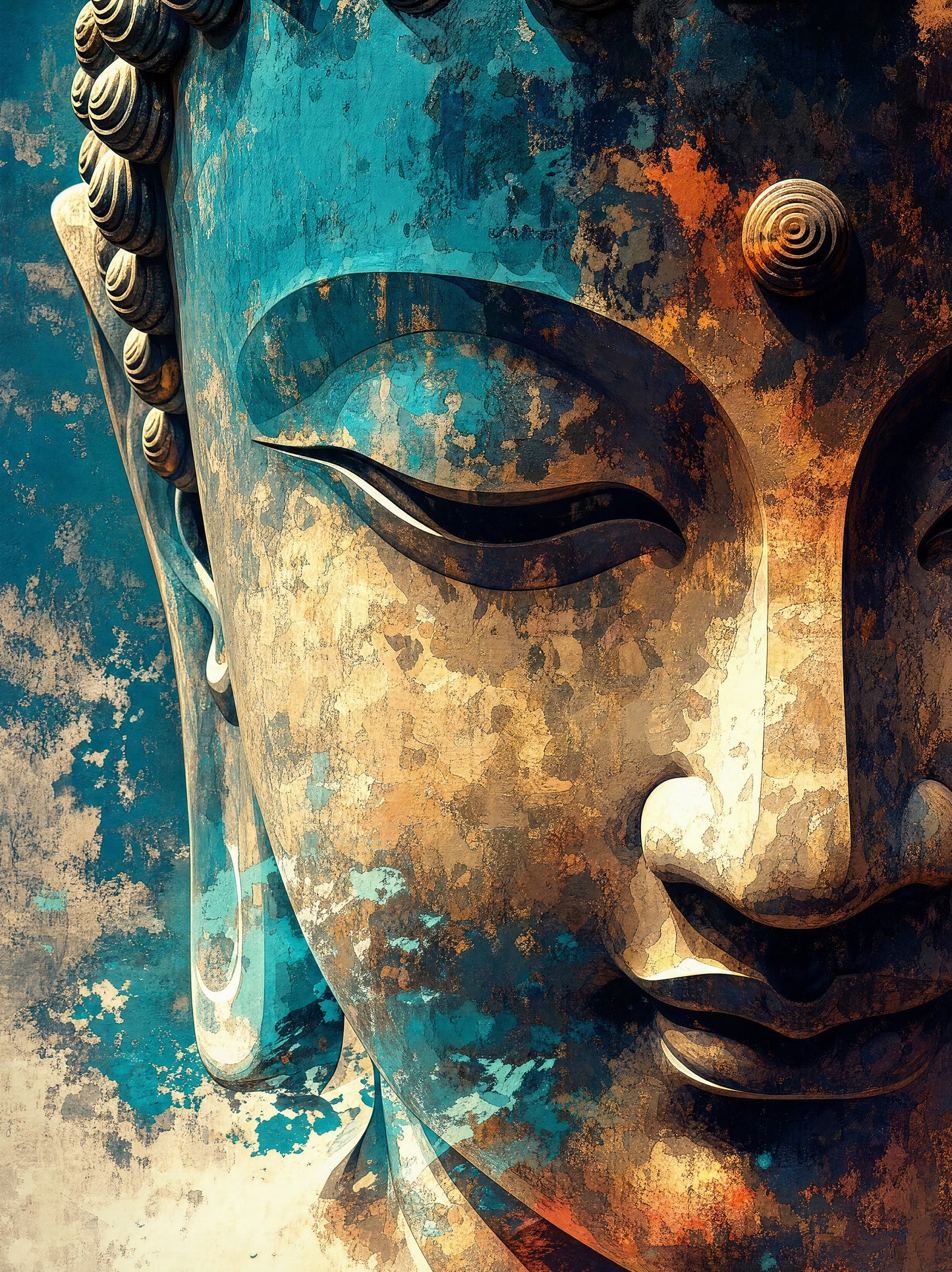 Lord Buddha's serene face -Luxurious-Gods and Divine Art 3D Textured Wall Art | UV Printed Embossed Canvas Wall Frame for Home Decor,living Room