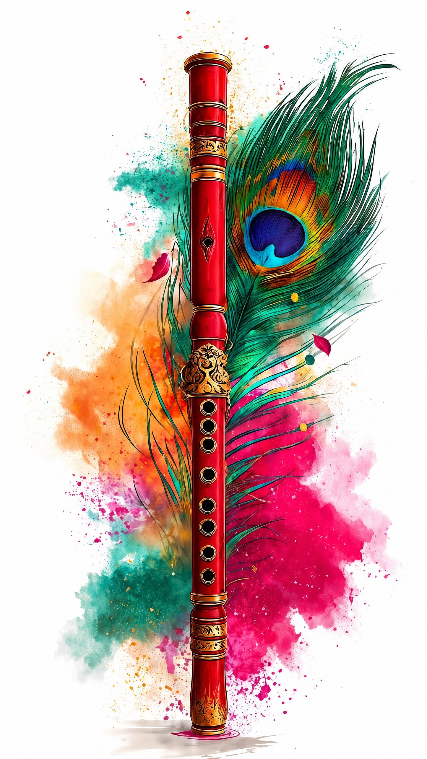The Divine Flute-Luxurious-Culture, Heritage & Folk Art 3D Textured Wall Art | UV Printed Embossed Canvas Wall Frame for Home Decor,living Room