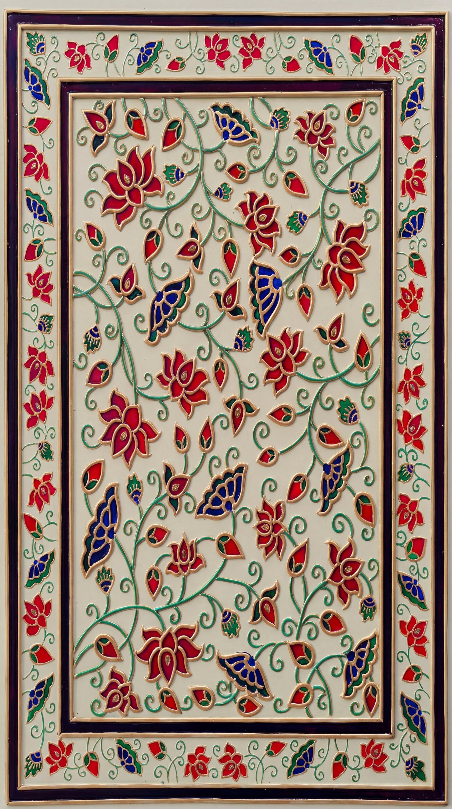 Meenakari Relief Art-Luxurious-Indian Culture &  Folk Art 3D Textured Wall Art | UV Printed Embossed Canvas Wall Frame for Home Decor,living Room