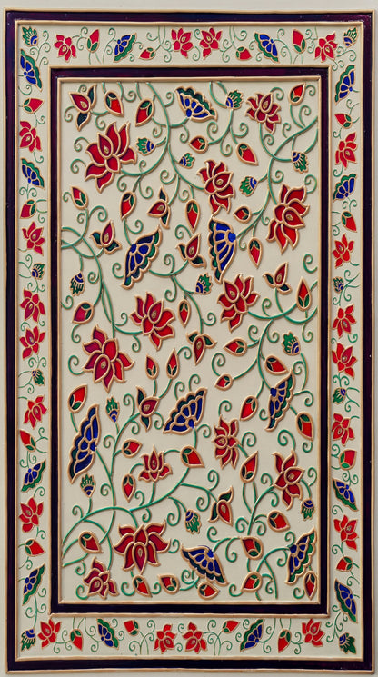 Meenakari Relief Art-Luxurious-Indian Culture &  Folk Art 3D Textured Wall Art | UV Printed Embossed Canvas Wall Frame for Home Decor,living Room
