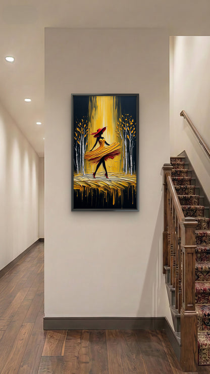 Golden Impasto Lady-Luxurious-Lifestyle & Hobbies-3D Textured Wall Art | UV Embossed Canvas Wall Frame for Home decor and passage area