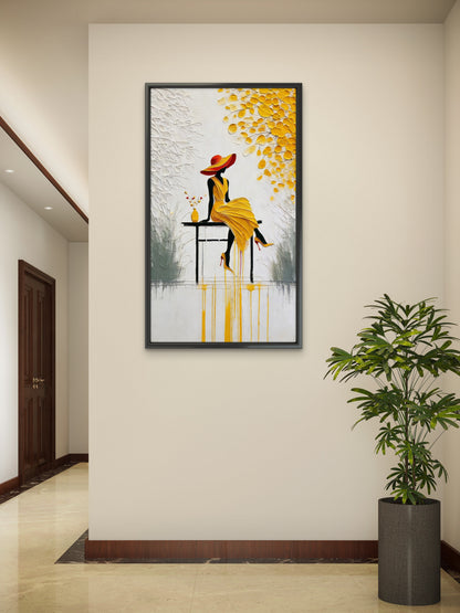 Golden Muse-Luxurious-Lifestyle & Hobbies-3D Textured Wall Art | UV Embossed Canvas Wall Frame for Home decor and passage area
