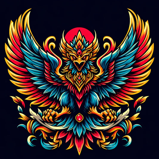 majestic-garuda-indonesia-with-its-wings-spread-wide-illustrated-bold-vibrant-Luxurious-Wildlife & Animals-3D Textured Wall Art | UV Embossed Canvas Wall Frame for Home decor