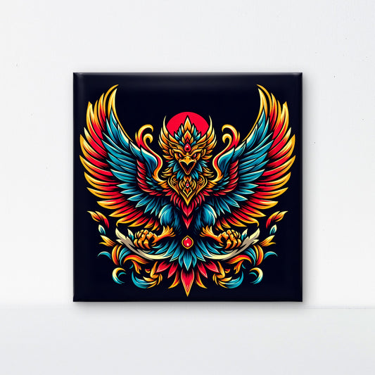 majestic-garuda-indonesia-with-its-wings-spread-wide-illustrated-bold-vibrant-Luxurious-Wildlife & Animals-3D Textured Wall Art | UV Embossed Canvas Wall Frame for Home decor