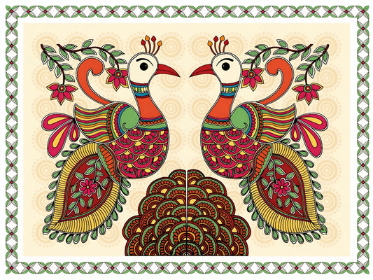majestic-peacock-vibrant-madhubani-Luxurious-Indian Culture &  Folk Art 3D Textured Wall Art | UV Printed Embossed Canvas Wall Frame for Home Decor,living Room