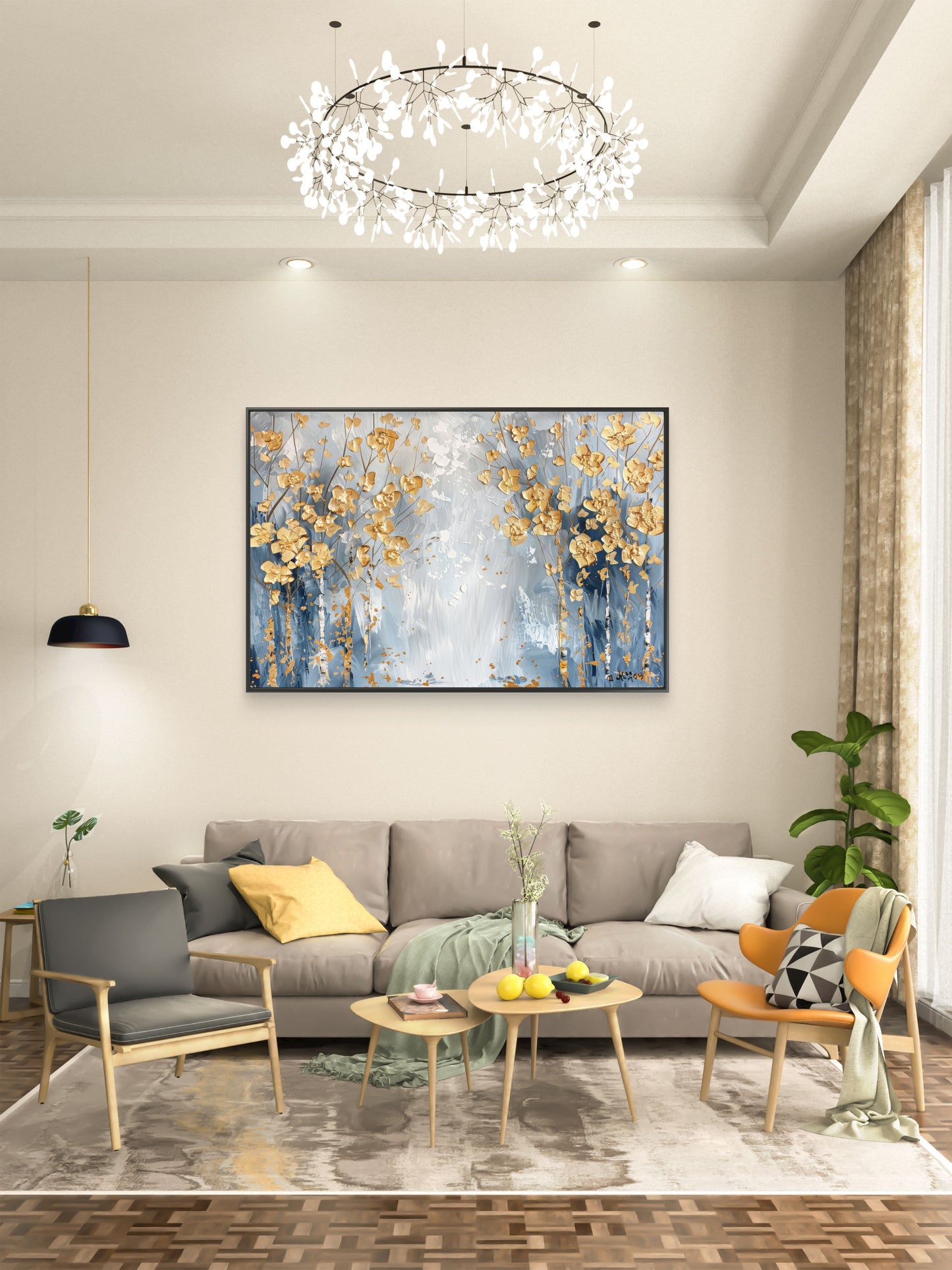 modern-abstract-FLower-Luxury-Floral & Botanical-3D Textured Wall Art | UV Embossed Canvas Wall Frame for Living room and bed room