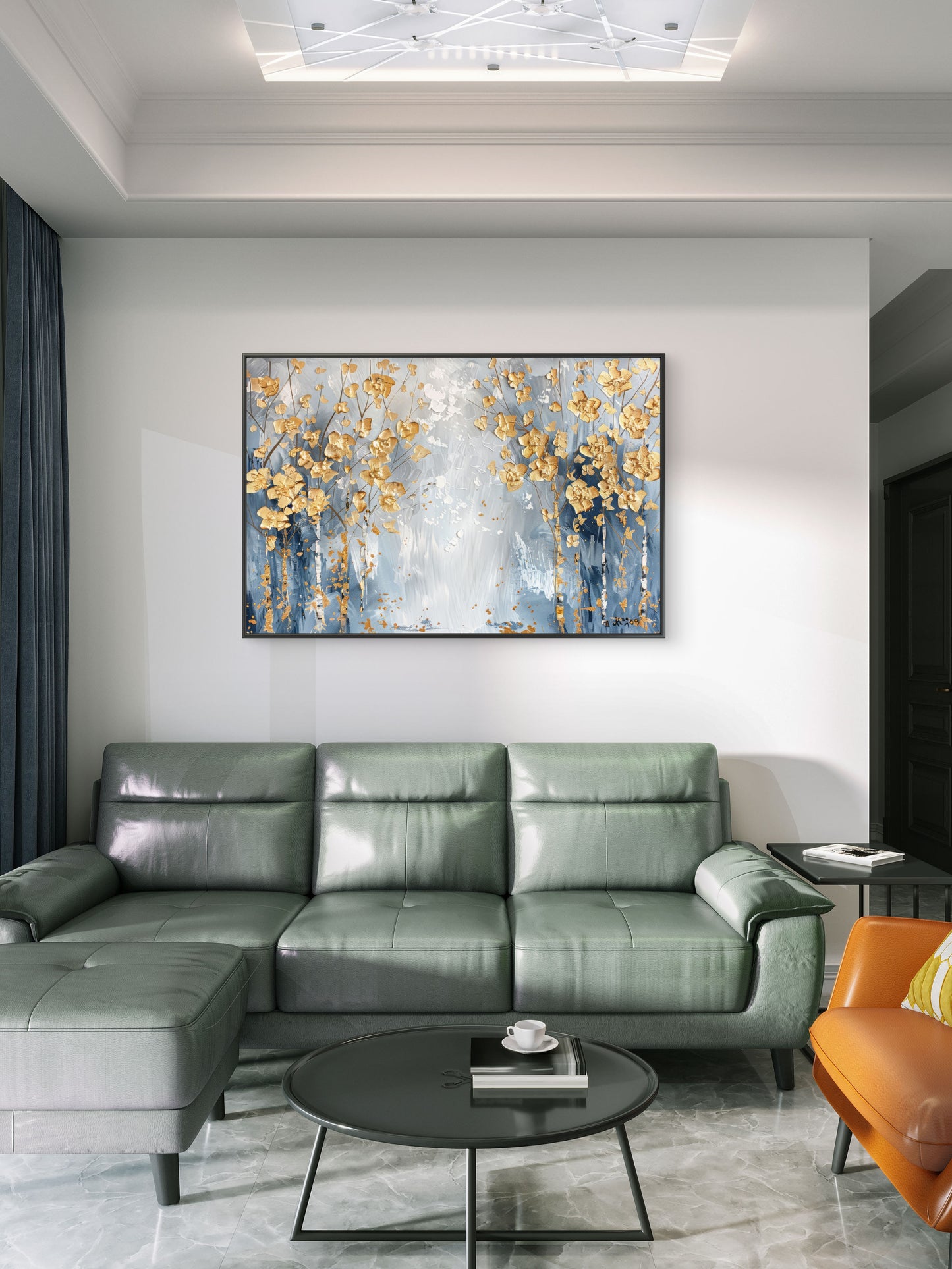 modern-abstract-FLower-Luxury-Floral & Botanical-3D Textured Wall Art | UV Embossed Canvas Wall Frame for Living room and bed room