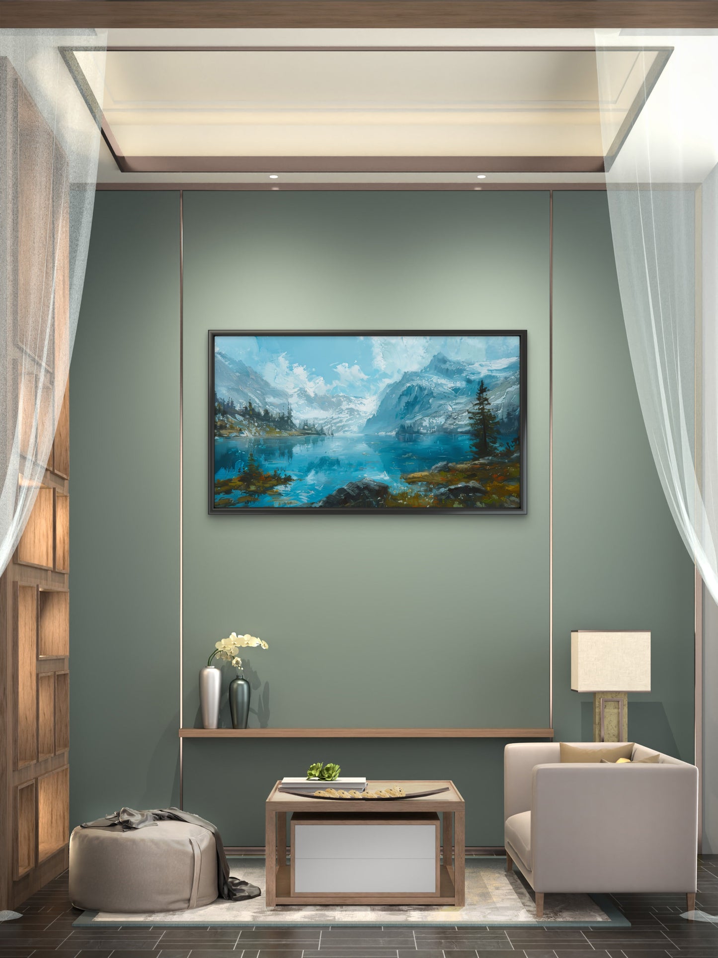 Mountain-with-fantasy-style-Luxurious-Nature and landscape | 3D Textured Wall Art | UV Printed Embossed Canvas Wall Frame for Home Decor,office