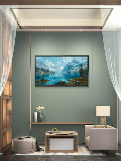 Mountain-with-fantasy-style-Luxurious-Nature and landscape | 3D Textured Wall Art | UV Printed Embossed Canvas Wall Frame for Home Decor,office