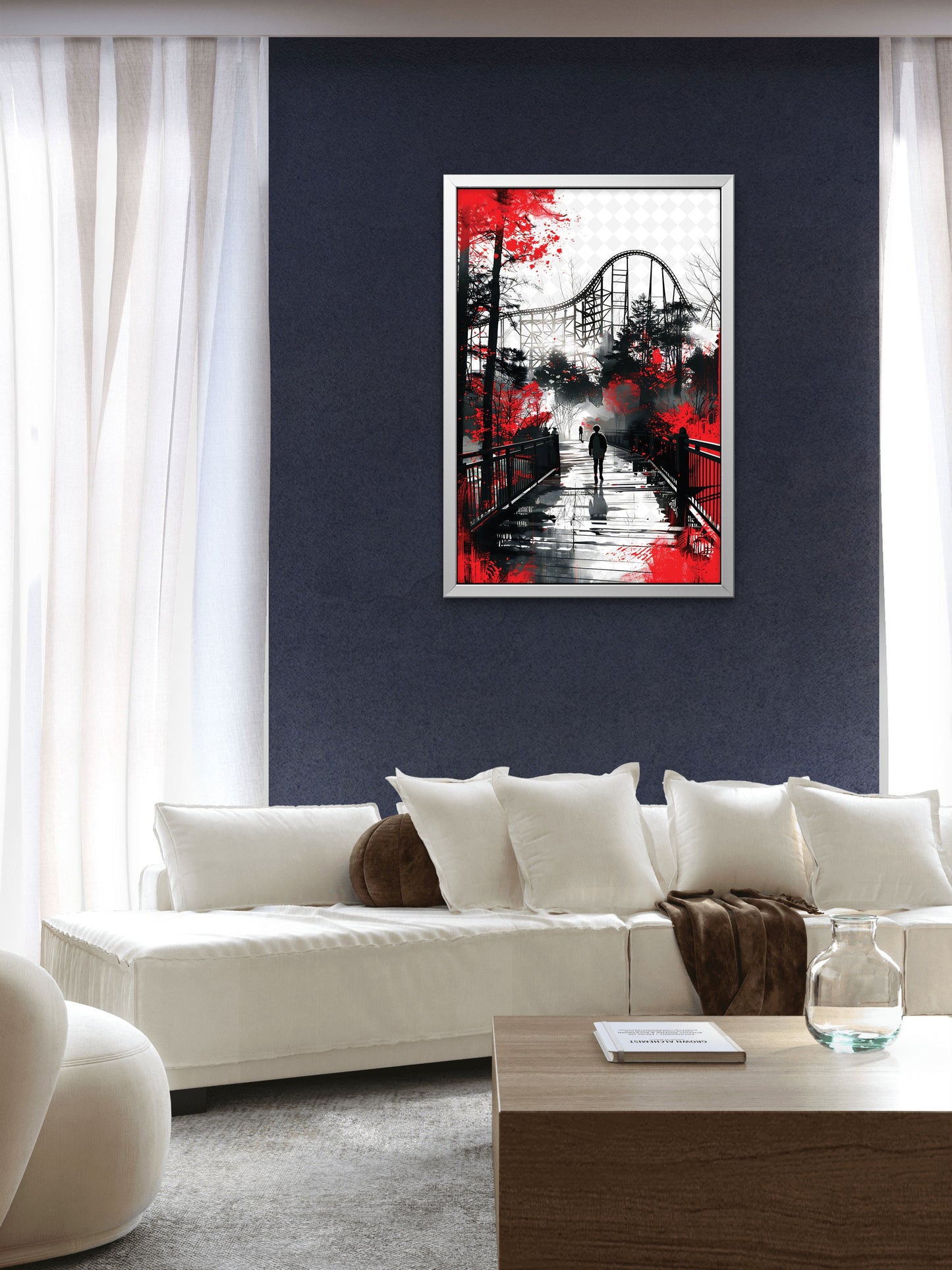 bridge-that-has-person-walking-Luxurious-Nature and landscape | 3D Textured Wall Art | UV Printed Embossed Canvas Wall Frame for Home Decor,Living Room