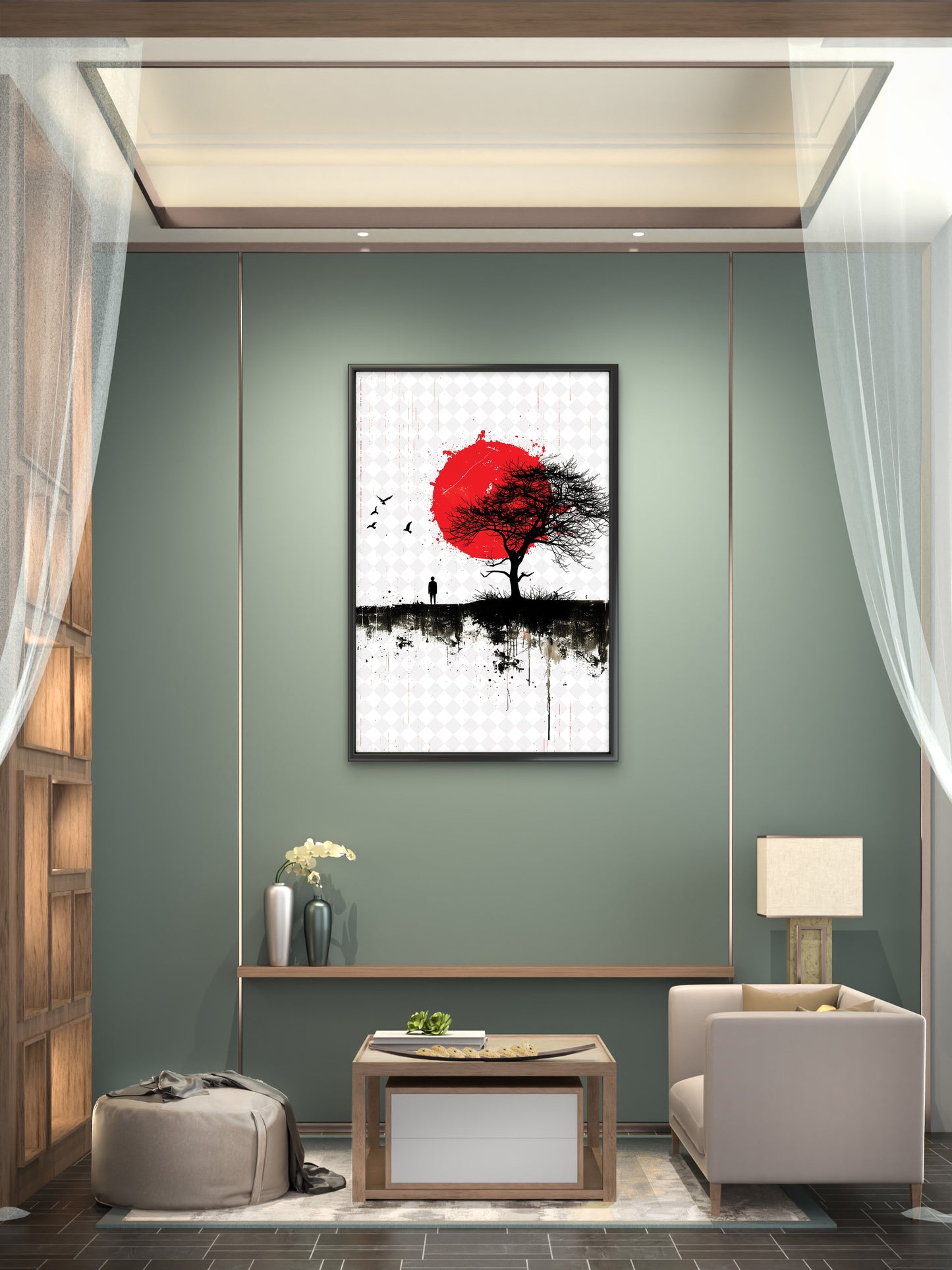 red-brazilwood-Luxurious-Nature and landscape | 3D Textured Wall Art | UV Printed Embossed Canvas Wall Frame for Home Decor,Living Room