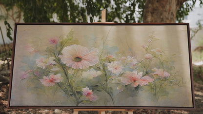 soft pink blossoms and delicate wildflowers-Premium-Floral & Botanical-3D Textured Wall Art | UV Embossed Canvas Wall Frame for home decor and bed room