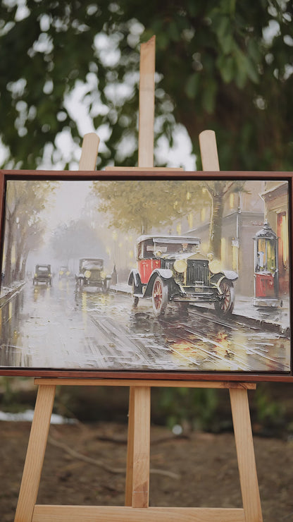 old-city-cars-Luxurious-Nature and landscape | 3D Textured Wall Art | UV Printed Embossed Canvas Wall Frame for Home Decor,Living Room