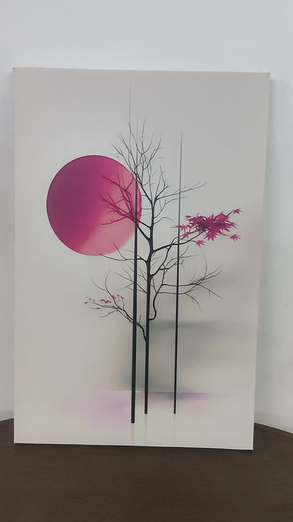 The Pink Sun’s Stillness-Luxurious-Nature and landscape | 3D Textured Wall Art | UV Printed Embossed Canvas Wall Frame for Home Decor,Living Room