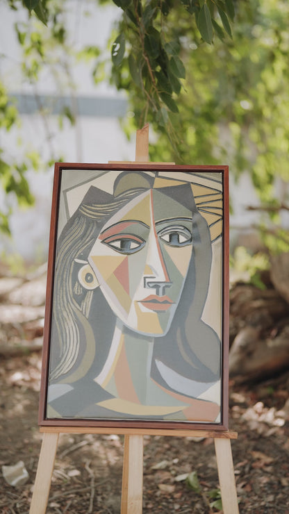 cubist-portrait-of-a-womans-face-Luxurious-Modern Art & Abstract| 3D Textured Wall Art | UV Printed Embossed Canvas Wall Frame for Office,Meditation Space
