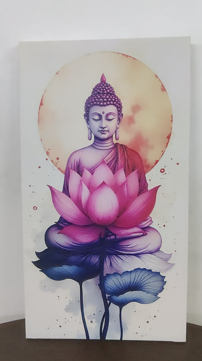 BUDHHA-Luxurious-Serenity & Wellness-3D Textured Wall Art | UV Embossed Canvas Wall Frame for Meditation Space