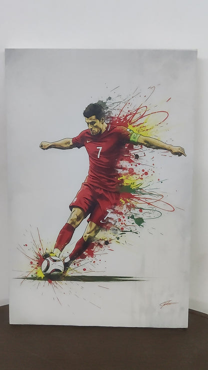 Cristiano Ronaldo-Luxurious-Lifestyle & Hobbies-3D Textured Wall Art | UV Embossed Canvas Wall Frame for Kids room and Sports area