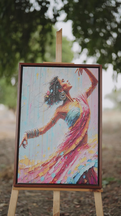 Textured_Drip_Dancer_Girl-Luxurious-Lifestyle & Hobbies-3D Textured Wall Art | UV Embossed Canvas Wall Frame for Passage area and home decor