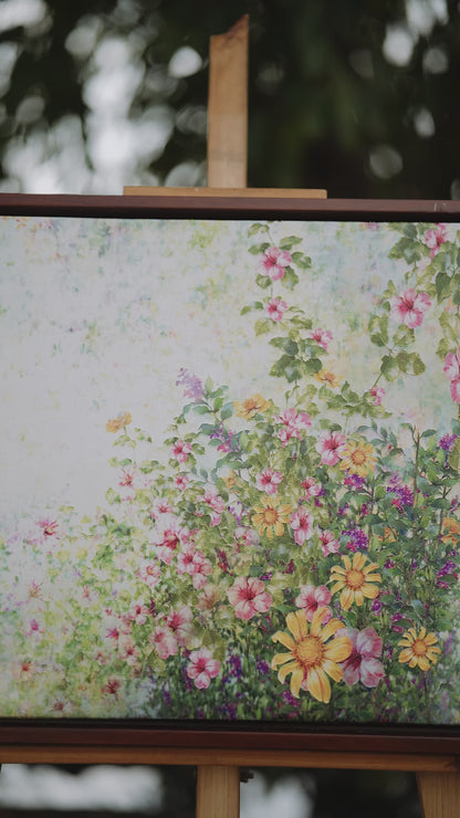 Spring multicolored flowers-Premium-Floral & Botanical-3D Textured Wall Art | UV Embossed Canvas Wall Frame for home decor and living room
