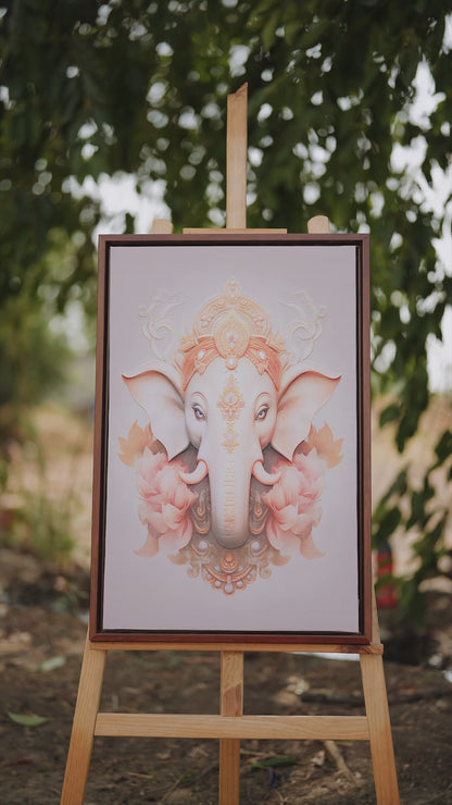 ganesh ji-Luxurious-Spiritual & Mindful 3D Textured Wall Art | UV Printed Embossed Canvas Wall Frame for Prayer room ,Meditation Space