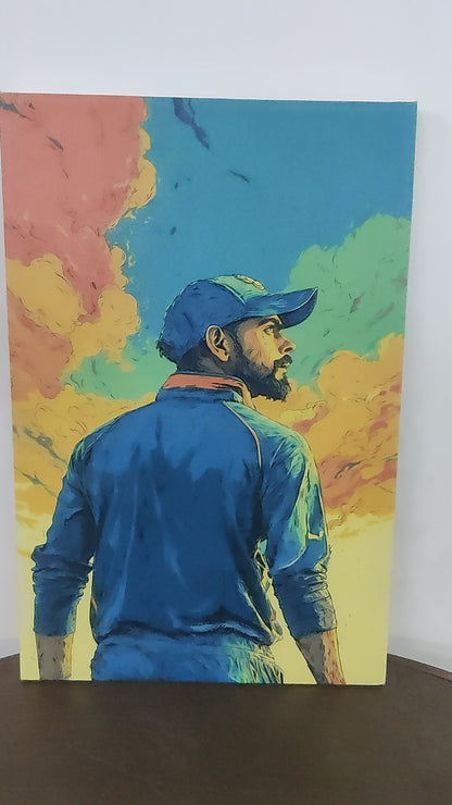 King Kohli-Luxurious-Lifestyle & Hobbies-3D Textured Wall Art | UV Embossed Canvas Wall Frame for Kids room and Sports area