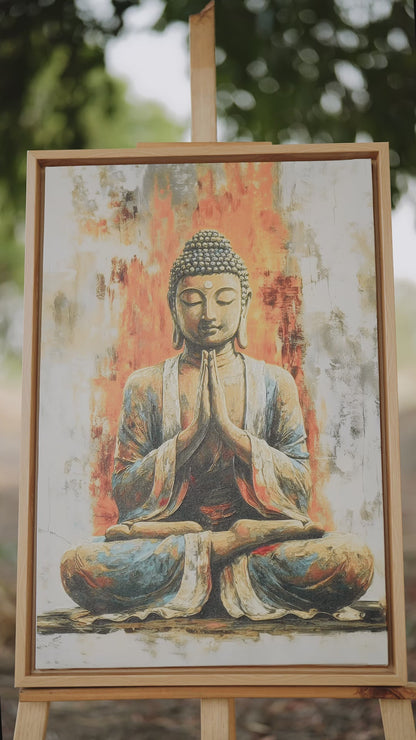 Buddha Meditation-Luxurious-Serenity & Wellness-3D Textured Wall Art | UV Embossed Canvas Wall Frame for Meditation Space