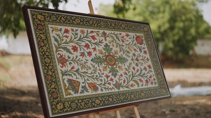 folk-art-inspired-persian-carpet-Luxurious-Indian Culture &  Folk Art 3D Textured Wall Art | UV Printed Embossed Canvas Wall Frame for Home Decor,living Room