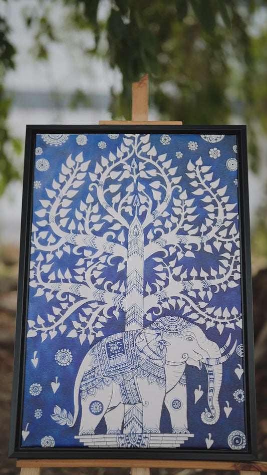 Mughal/Rajasthani architectural and botanical motifs-luxury-3D Textured Wall Art | UV Embossed Canvas Wall Frame for Home decor