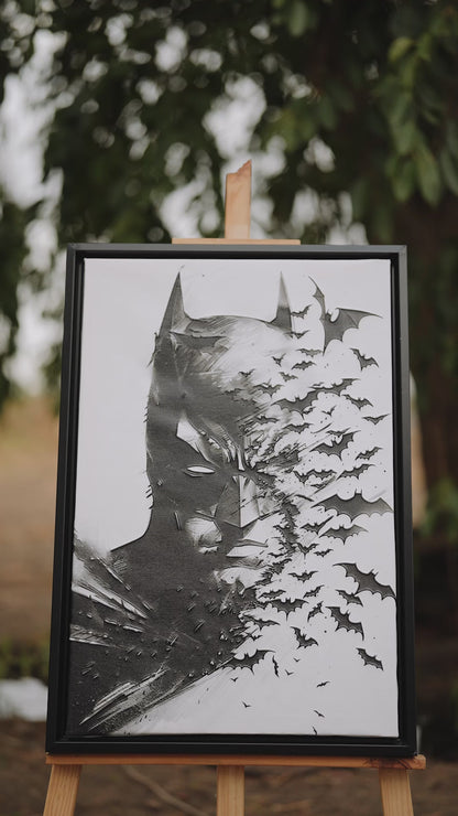 Batman captures a powerful moment of transformation-Premium-Kids & Whimsical-3D Textured Wall Art | UV Embossed Canvas Wall Frame for Kids room