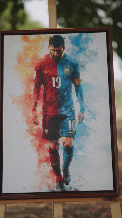 Messi The Journey-Luxurious-Lifestyle & Hobbies-3D Textured Wall Art | UV Embossed Canvas Wall Frame for Kids room and Sports area