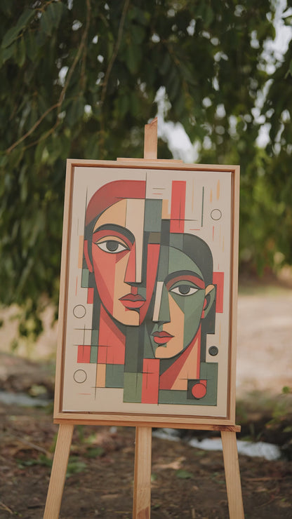 Surreal Faces Abstract Portrait-Luxurious-Modern Art & Abstract| 3D Textured Wall Art | UV Printed Embossed Canvas Wall Frame for Office,Meditation Space