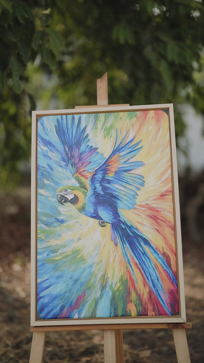 Bloom Burst-Parrot-Luxurious-Wildlife & Animals-3D Textured Wall Art | UV Embossed Canvas Wall Frame for Home decor