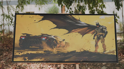 This striking high-contrast  of Batman-Luxury-Kids & Whimsical-3D Textured Wall Art | UV Embossed Canvas Wall Frame for Kids room