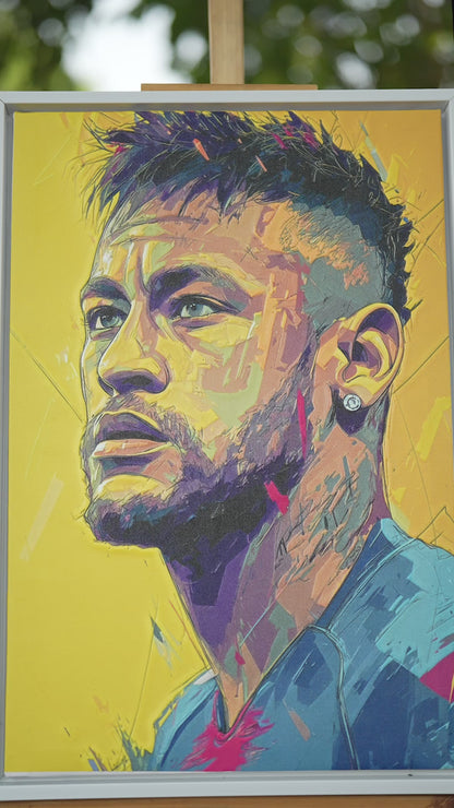 Abstract Neymar Jr. Digital Art-Luxurious-Lifestyle & Hobbies-3D Textured Wall Art | UV Embossed Canvas Wall Frame for Kids room and Sports Gallery