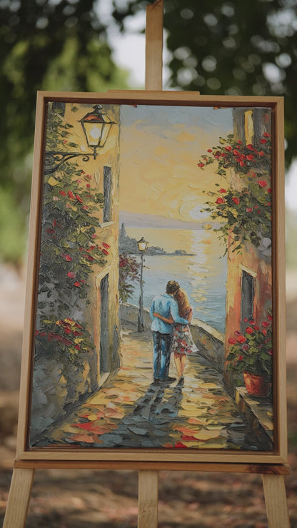 Wonderful Nature and Romantic Couple-Luxurious-Love & Togetherness-3D Textured Wall Art | UV Embossed Canvas Wall Frame for bed room