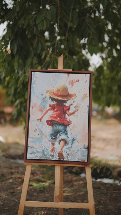 Luffy Running-Luxury-Kids & Whimsical-3D Textured Wall Art | UV Embossed Canvas Wall Frame for Kids room