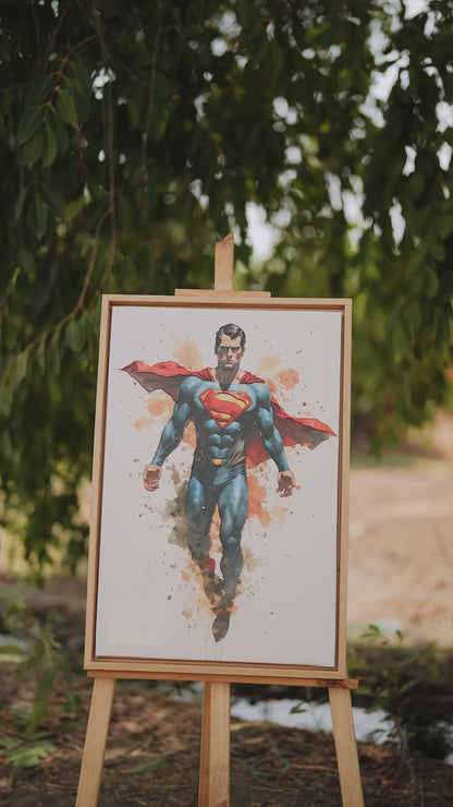 This powerful, abstract-style portrait of Wonderman-Premium-Kids & Whimsical-3D Textured Wall Art | UV Embossed Canvas Wall Frame for Kids room