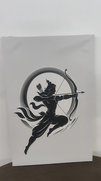 The Archer of Ayodhya-Luxurious-Spiritual & Mindful 3D Textured Wall Art | UV Printed Embossed Canvas Wall Frame for Prayer room ,Meditation Space