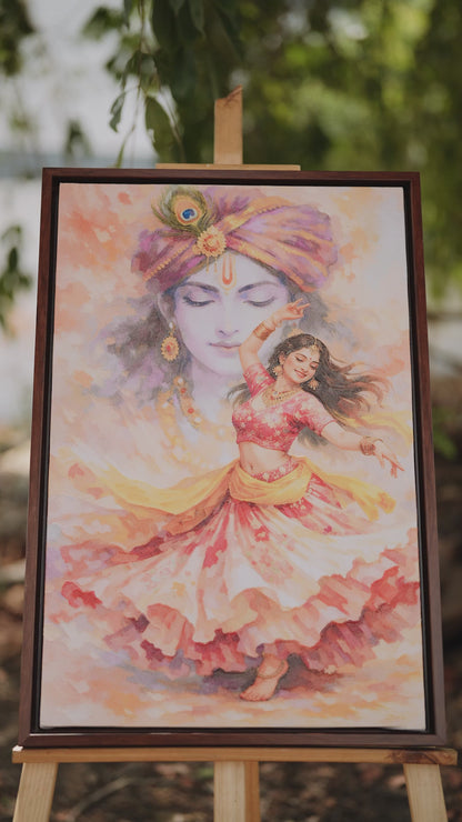 Lord_Krishna_Portrait_Dancer-Luxurious-Spiritual & Mindful 3D Textured Wall Art | UV Printed Embossed Canvas Wall Frame for Prayer room ,Meditation Space
