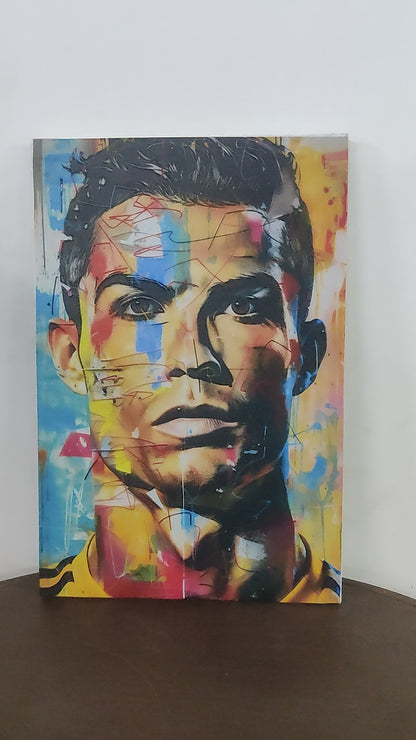 Cristiano Ronaldo Abstract Portrait-Luxurious-Lifestyle & Hobbies-3D Textured Wall Art | UV Embossed Canvas Wall Frame for art gallery and Sports area