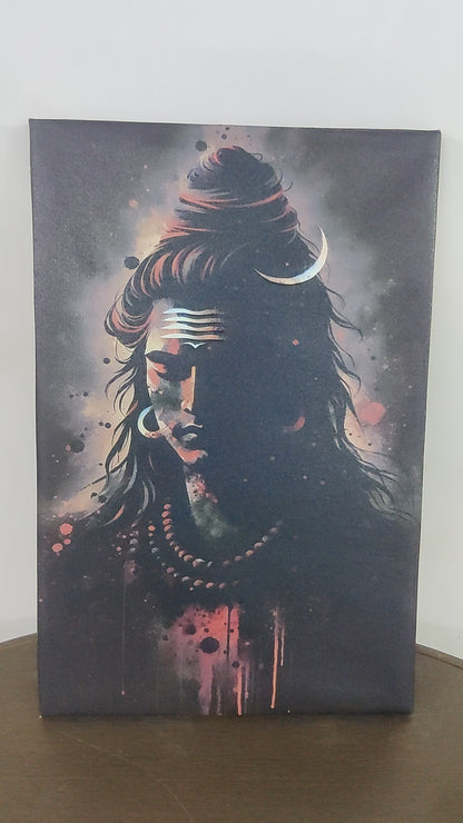 Mahadev Digital art-Luxurious-Spiritual & Mindful 3D Textured Wall Art | UV Printed Embossed Canvas Wall Frame for Prayer room ,Meditation Space