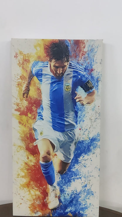 Lionel Messi Splatter-Luxurious-Lifestyle & Hobbies-3D Textured Wall Art | UV Embossed Canvas Wall Frame for Kids room and Sports area