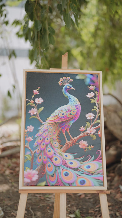 The Rainbow Quilled Peacock-Luxurious-Wildlife & Animals-3D Textured Wall Art | UV Embossed Canvas Wall Frame for Home decor