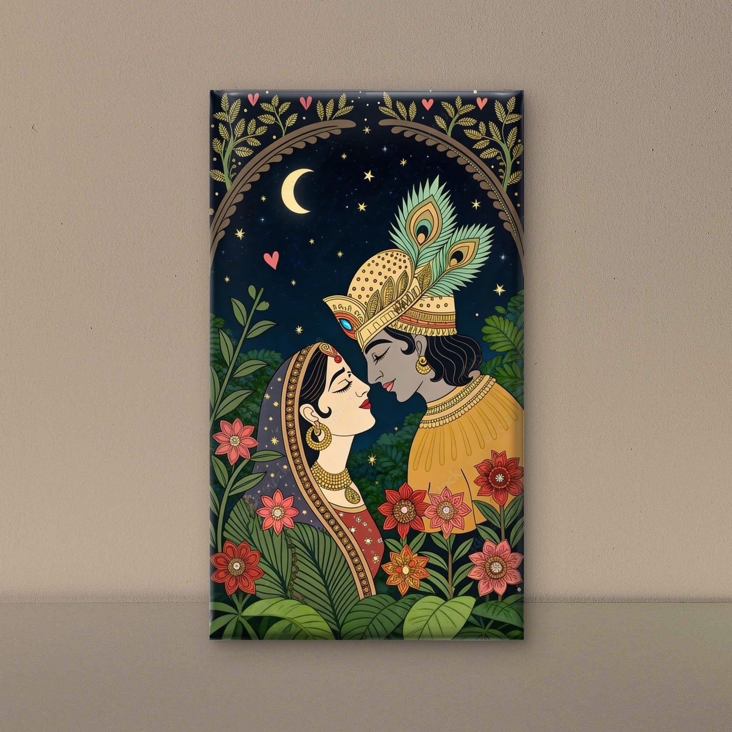 radha-and-krishna-Luxurious-Indian Culture &  Folk Art 3D Textured Wall Art | UV Printed Embossed Canvas Wall Frame for Home Decor,living Room