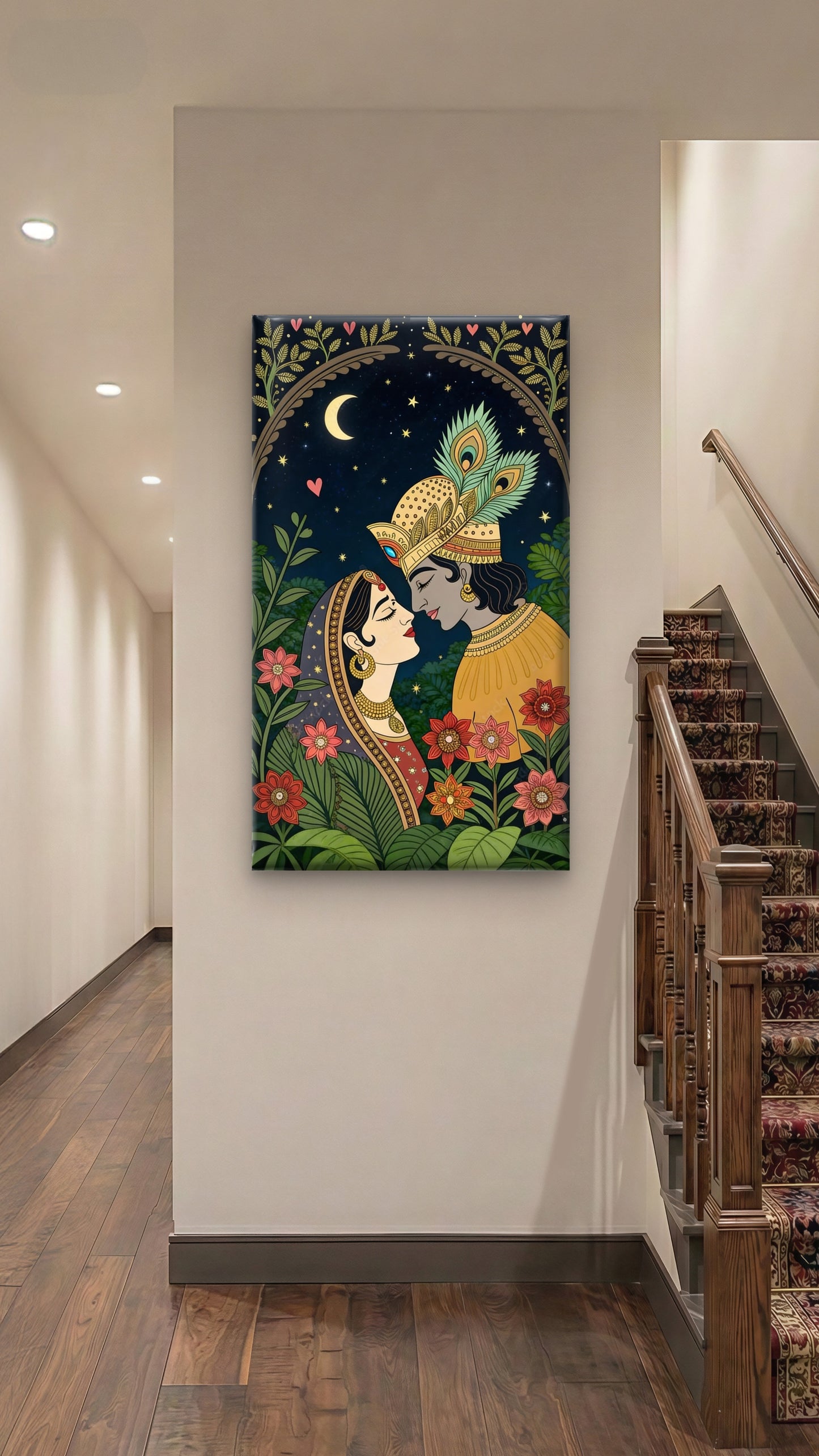 radha-and-krishna-Luxurious-Indian Culture &  Folk Art 3D Textured Wall Art | UV Printed Embossed Canvas Wall Frame for Home Decor,living Room