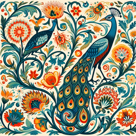 seamless-mughal-art-Luxurious-Indian Culture &  Folk Art 3D Textured Wall Art | UV Printed Embossed Canvas Wall Frame for Home Decor,living Room