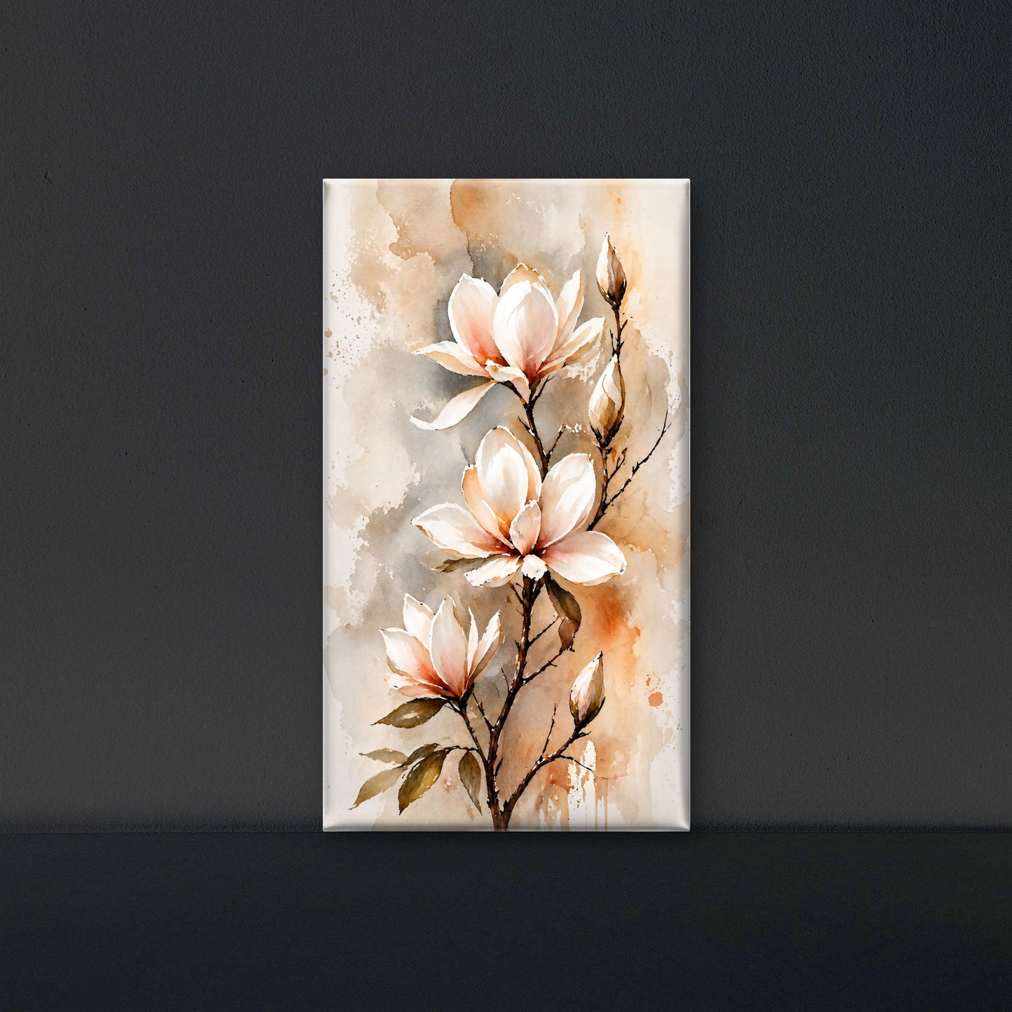 Sepia_magnolia_flowers_branch Luxurious-Floral & Botanical -3D Textured Wall Art | UV Embossed Canvas Wall Frame for Home decor